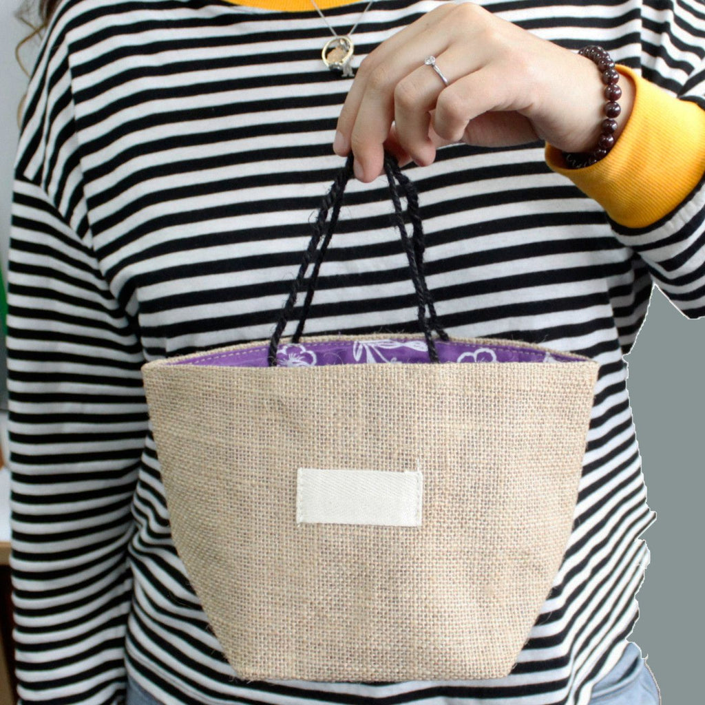 Natural Jute Cotton Gift Bag with Lavender Lining Large Size