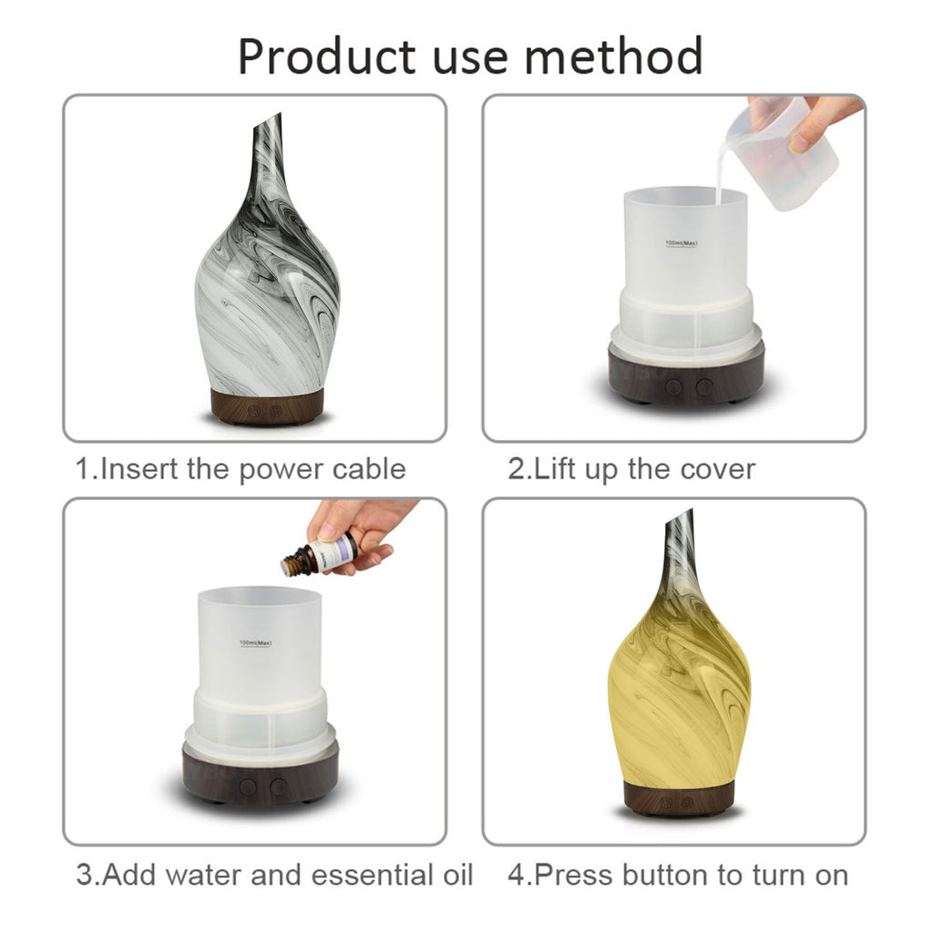 Aroma Atomiser Glass Abstract Grey USB Diffuser for Home Use