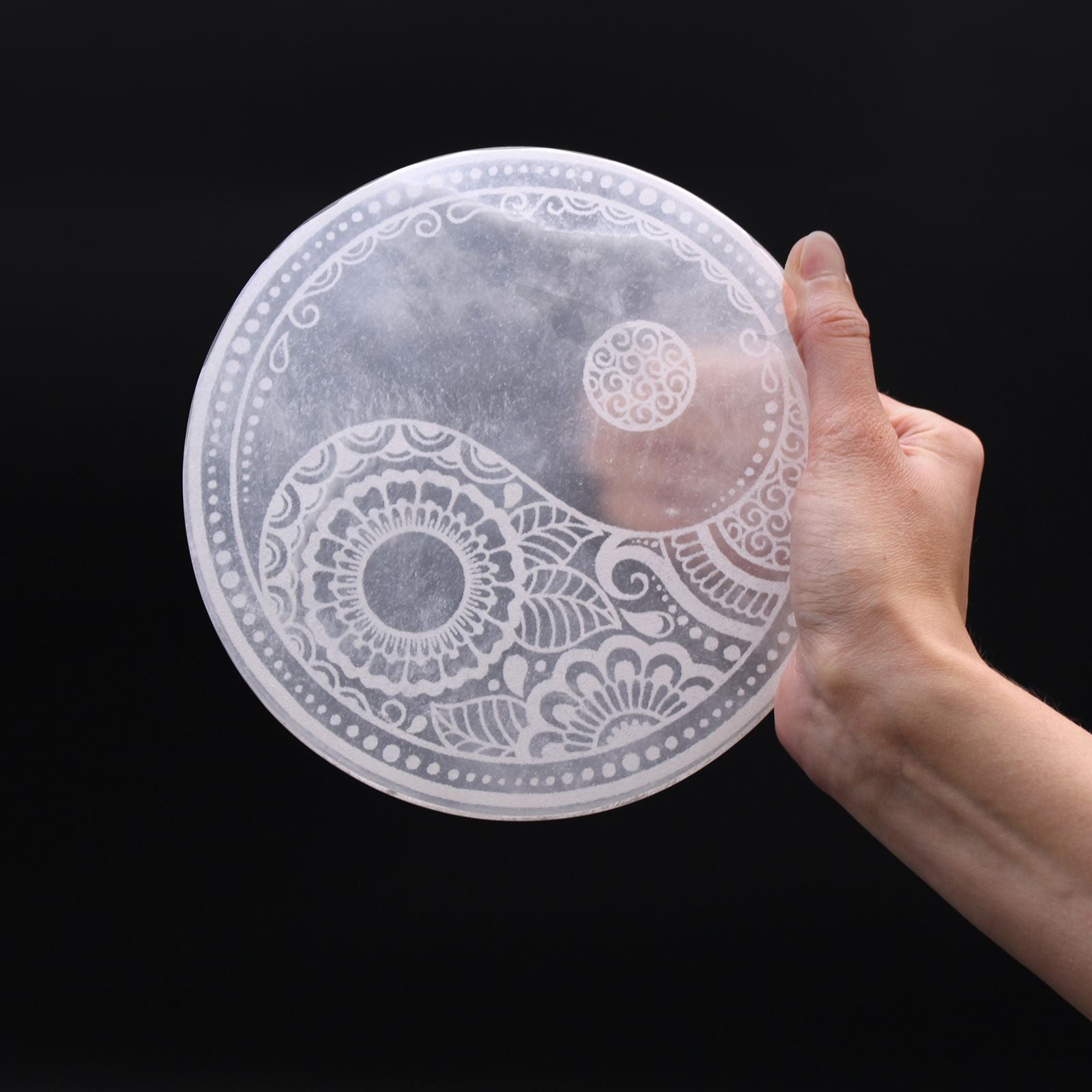 Large Charging Plate 18cm Feng Shui Selenite Plate for Home Decor