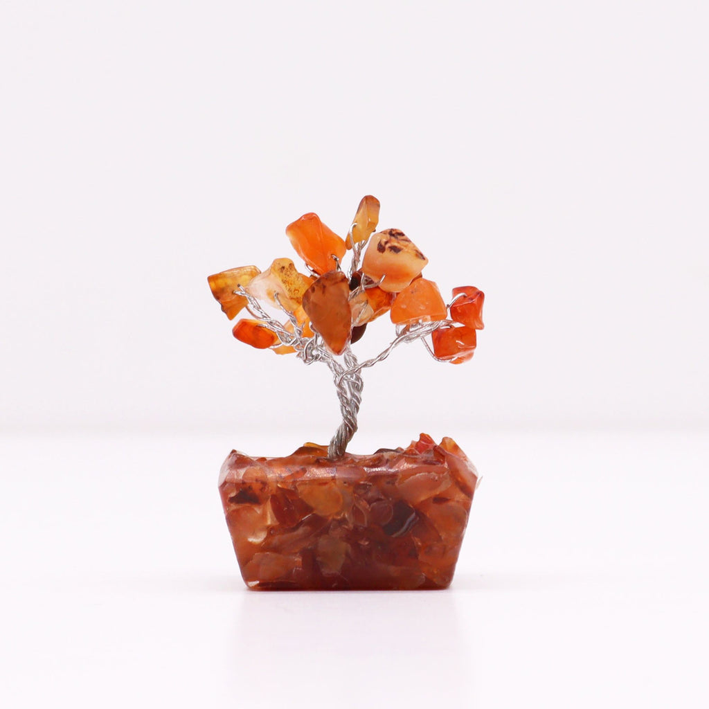 Mini Gemstone Tree on Orgonite Base with 15 Carnelian Stones