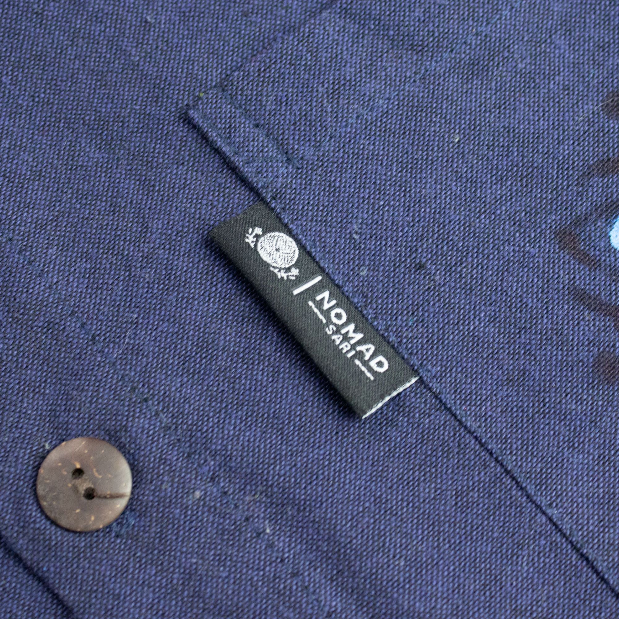Nomad Sari Kathmandu Shirt in Indigo with Artisan Details XXL
