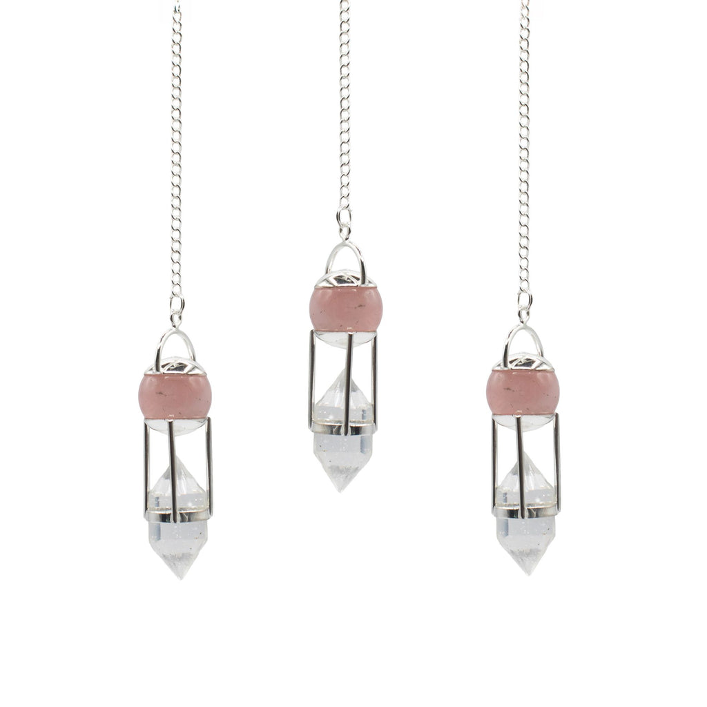 The Heart Whisperer Double Power Pendulum with Rose Quartz Globe