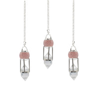 The Heart Whisperer- Double Power Pendulum - Rose Quartz Globe - Clear Quartz Double Terminated