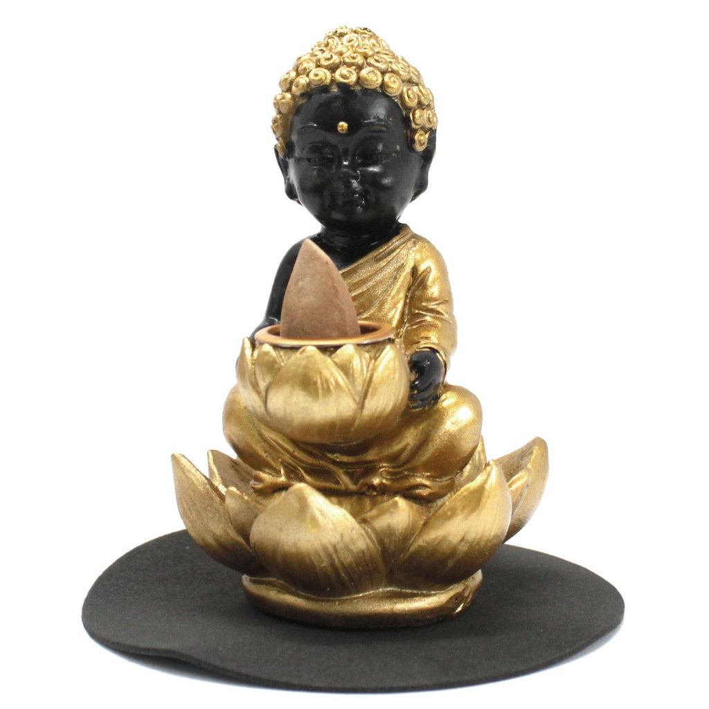 Buddha and Lotus Backflow Incense Burner for Tranquil Spaces