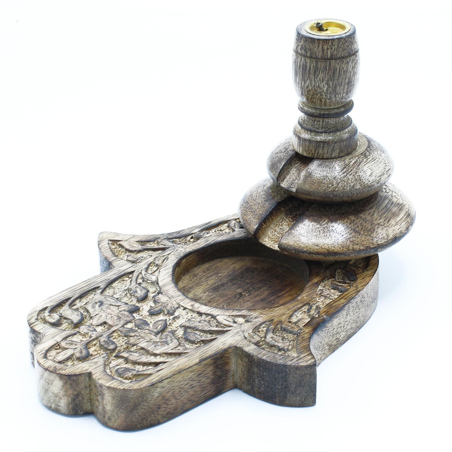 Medium Mango Wood Backflow Burner Hamsa for Unique Home Decor