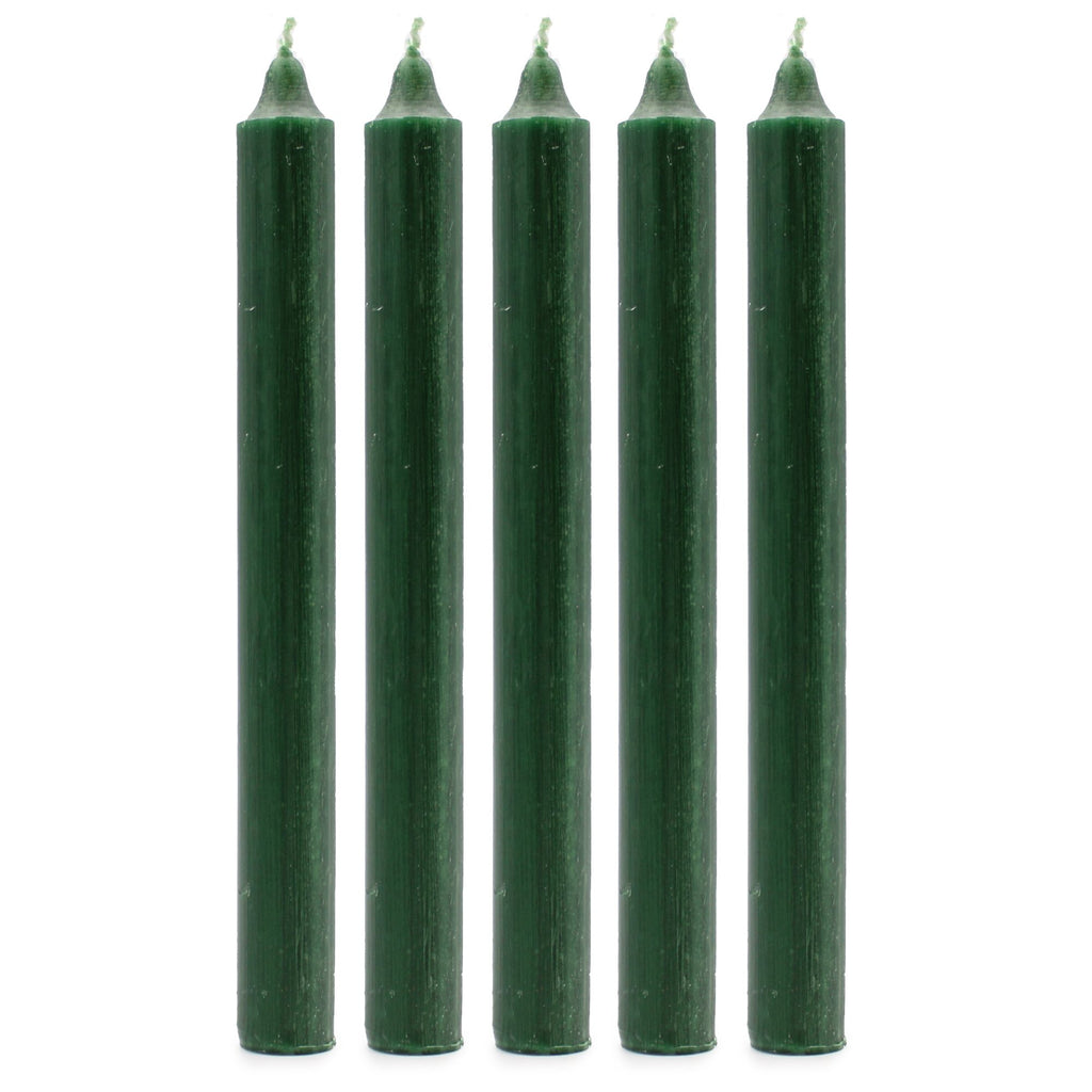 Solid Colour Dinner Candle Set of 21 in Rustic Holly Green Shade