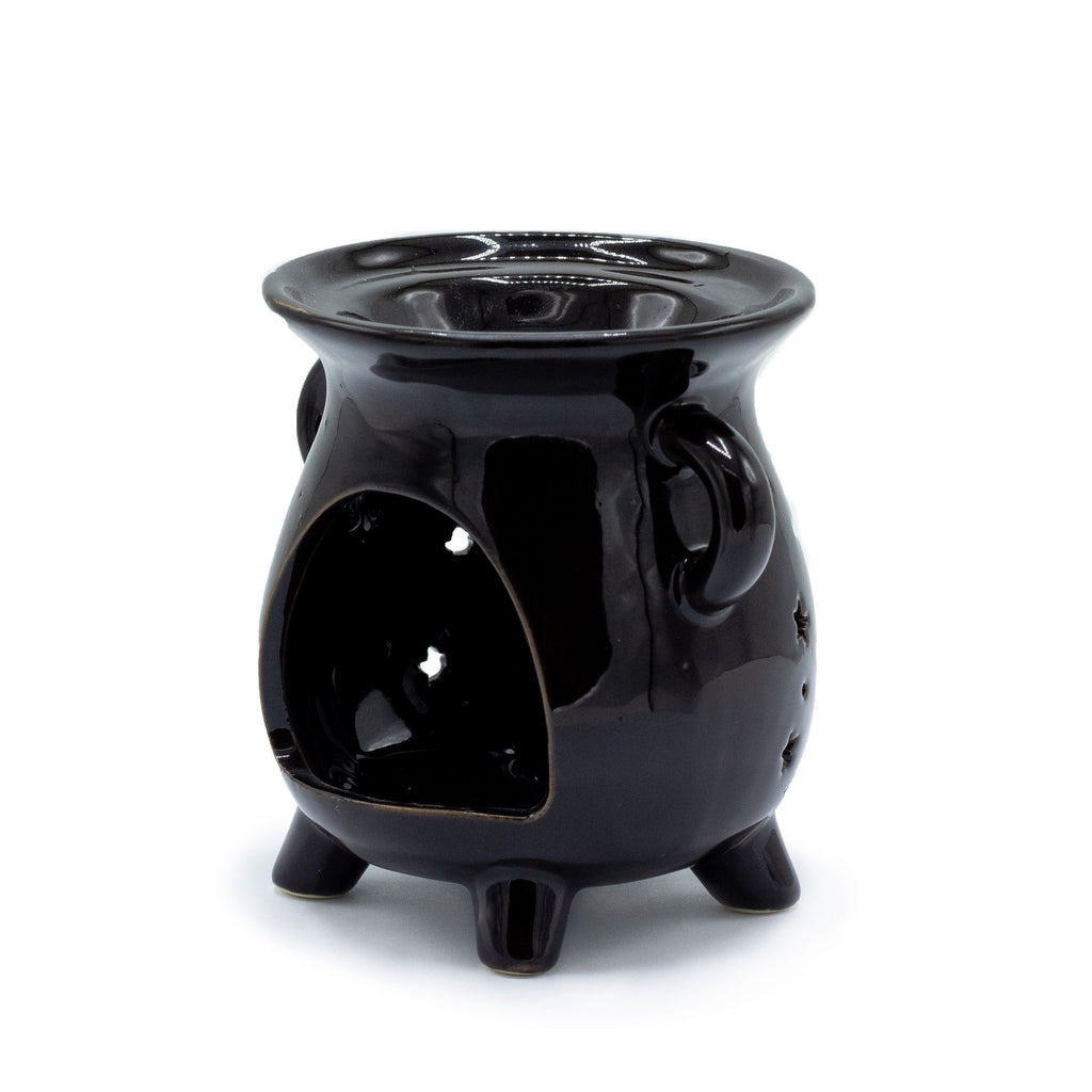 Moon Phase Black Cauldron Oil Burner for Home Fragrance Use