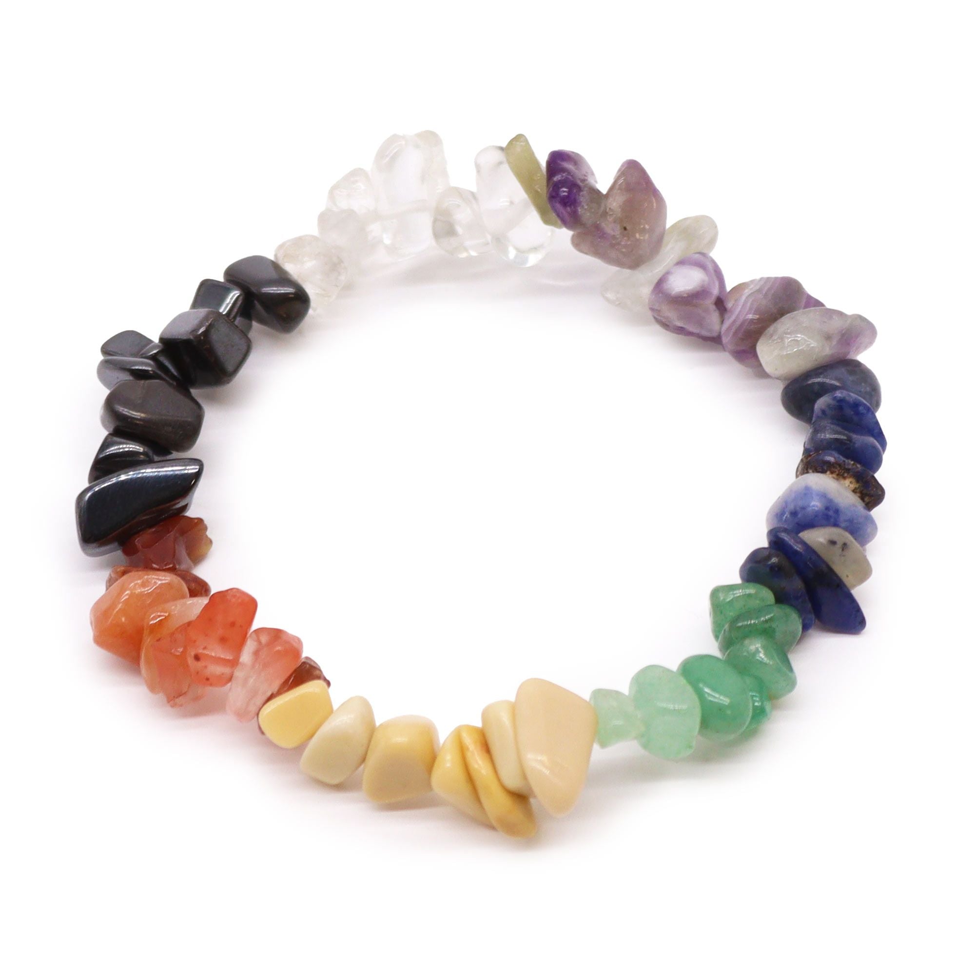 Chipstone Bracelet with Chakra Stones for Balance and Harmony
