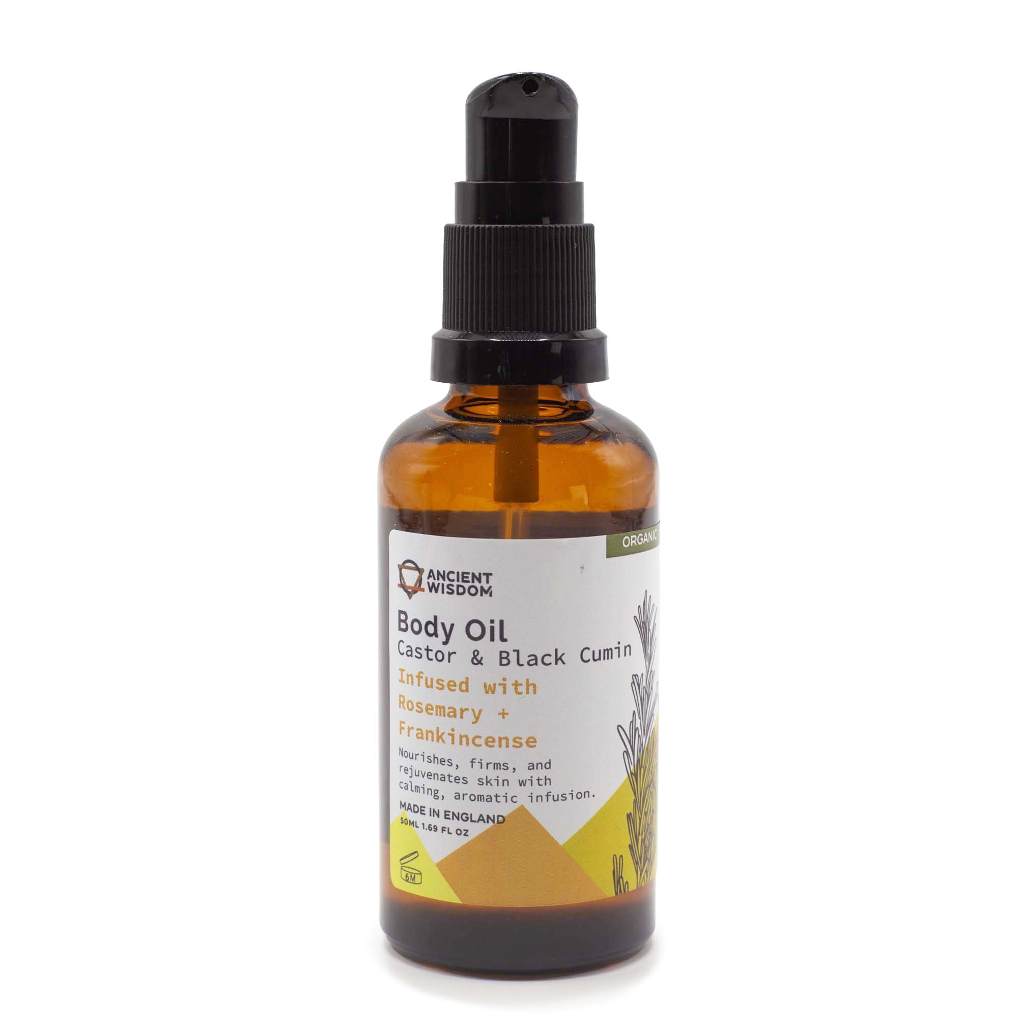 Organic Body Oil 50ml Rosemary & Frankincense for Skin Nourishment