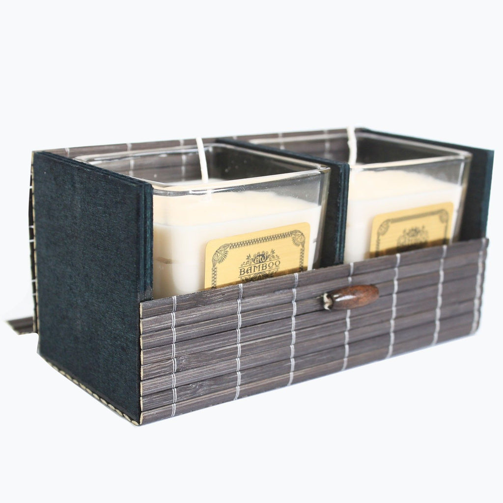 Double Box Slatted Bamboo Candle and Gift Box for Elegant Gifting