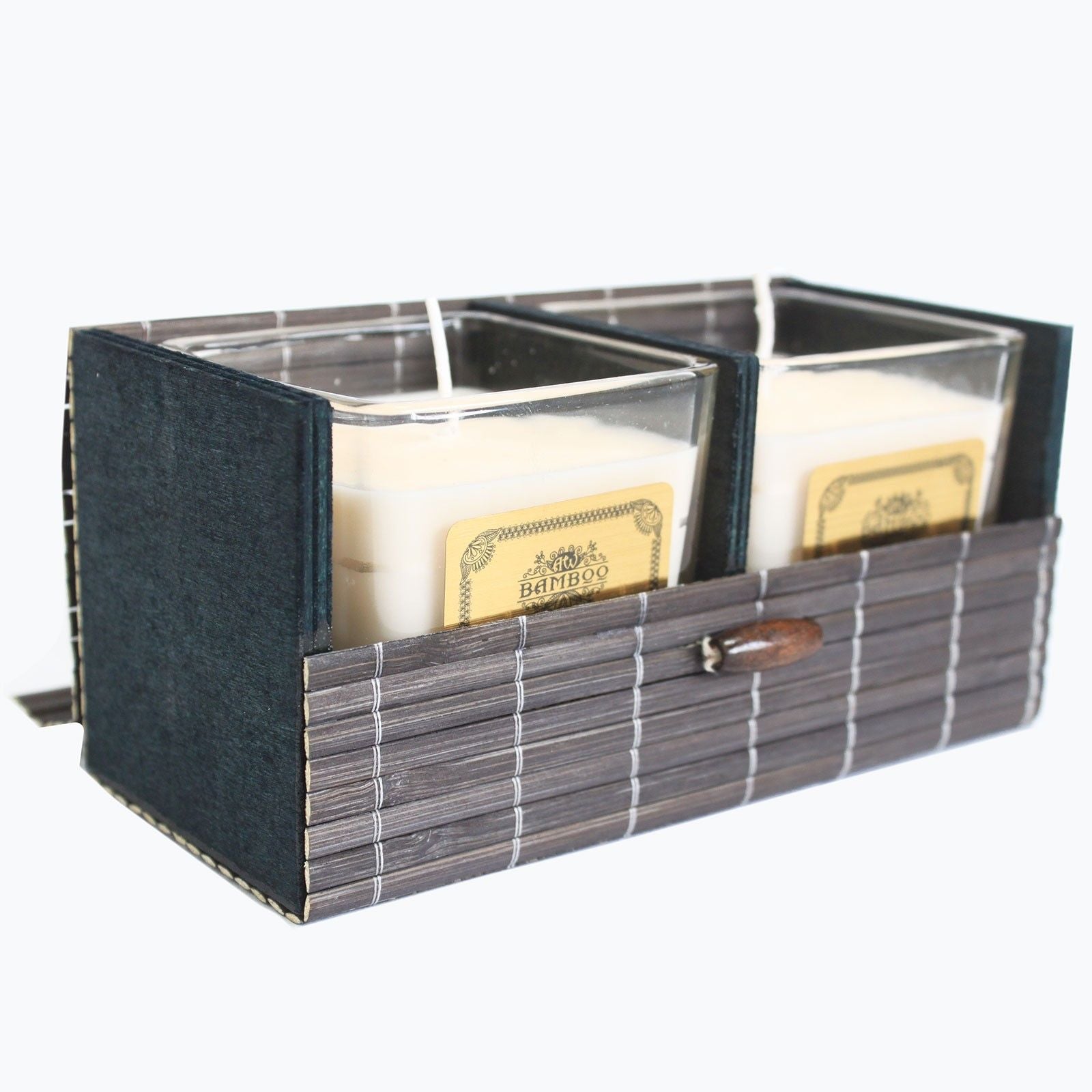 Double Box Slatted Bamboo Candle and Gift Box for Elegant Gifting