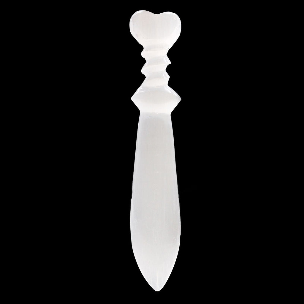 Selenite Large Ritual Knife with Spiral Design for Ceremonies