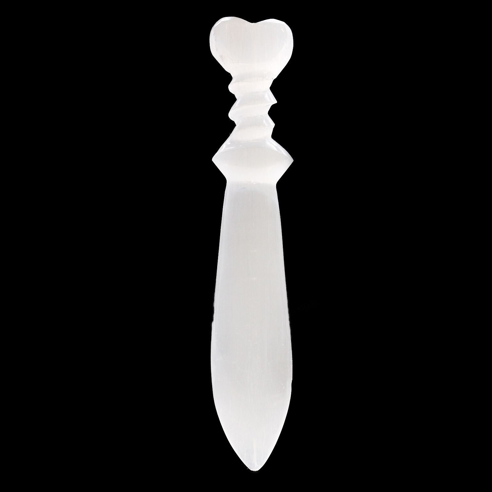 Selenite Large Ritual Knife with Spiral Design for Ceremonies