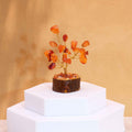 Mini Gemstone Tree on Wood Base with 15 Vibrant Carnelian Stones