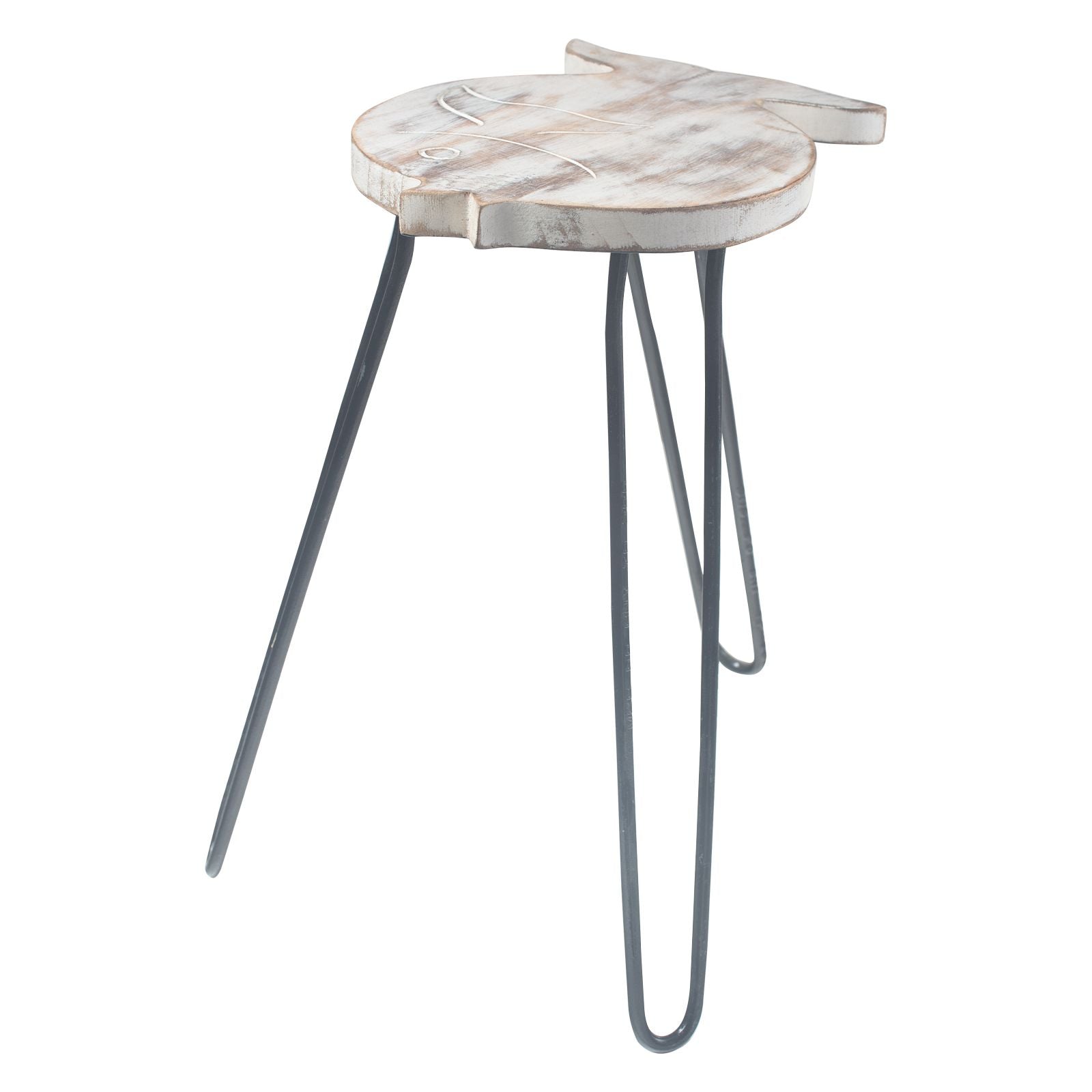 Albasia Wood Fish Stand in Whitewash for Stylish Plant Display