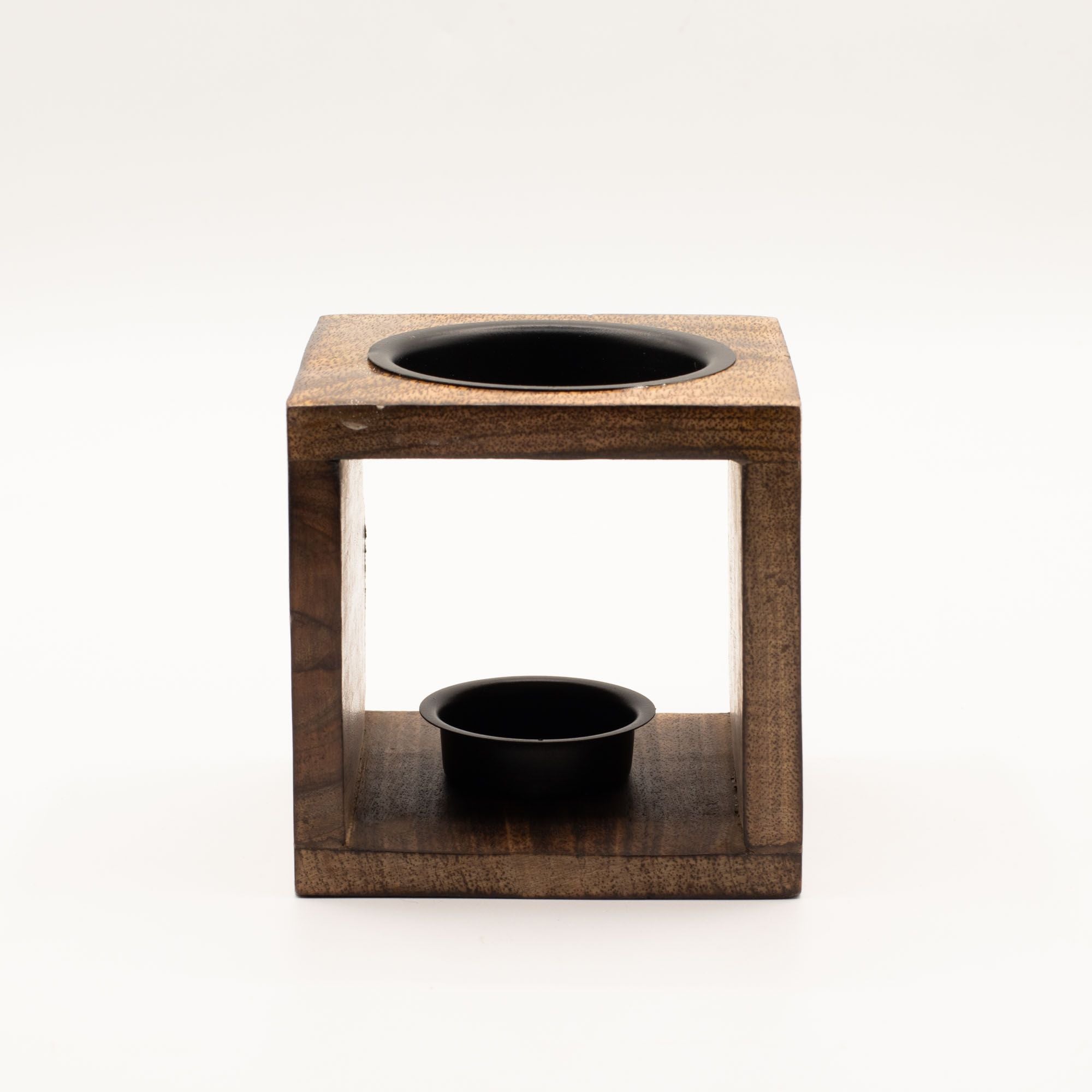 Square Mango Wood Oil Burner with Elephant Design for Fragrance