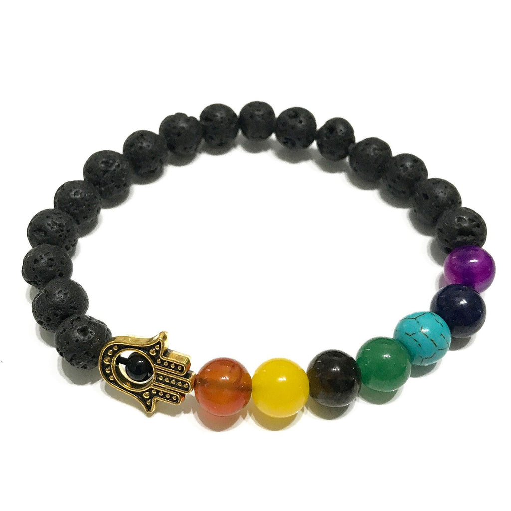 Lava Stone Bracelet Hamsa Chakra for Aromatherapy and Style