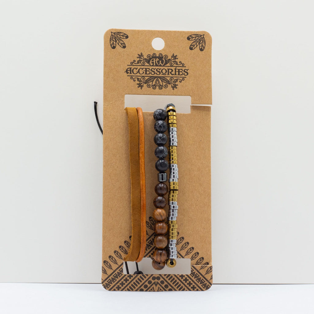 Mens Premium Bracelet Sets with Stylish Black and Tan Designs