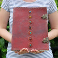 Huge 7 Chakra Leather Book Vintage Style Journal with 200 Pages