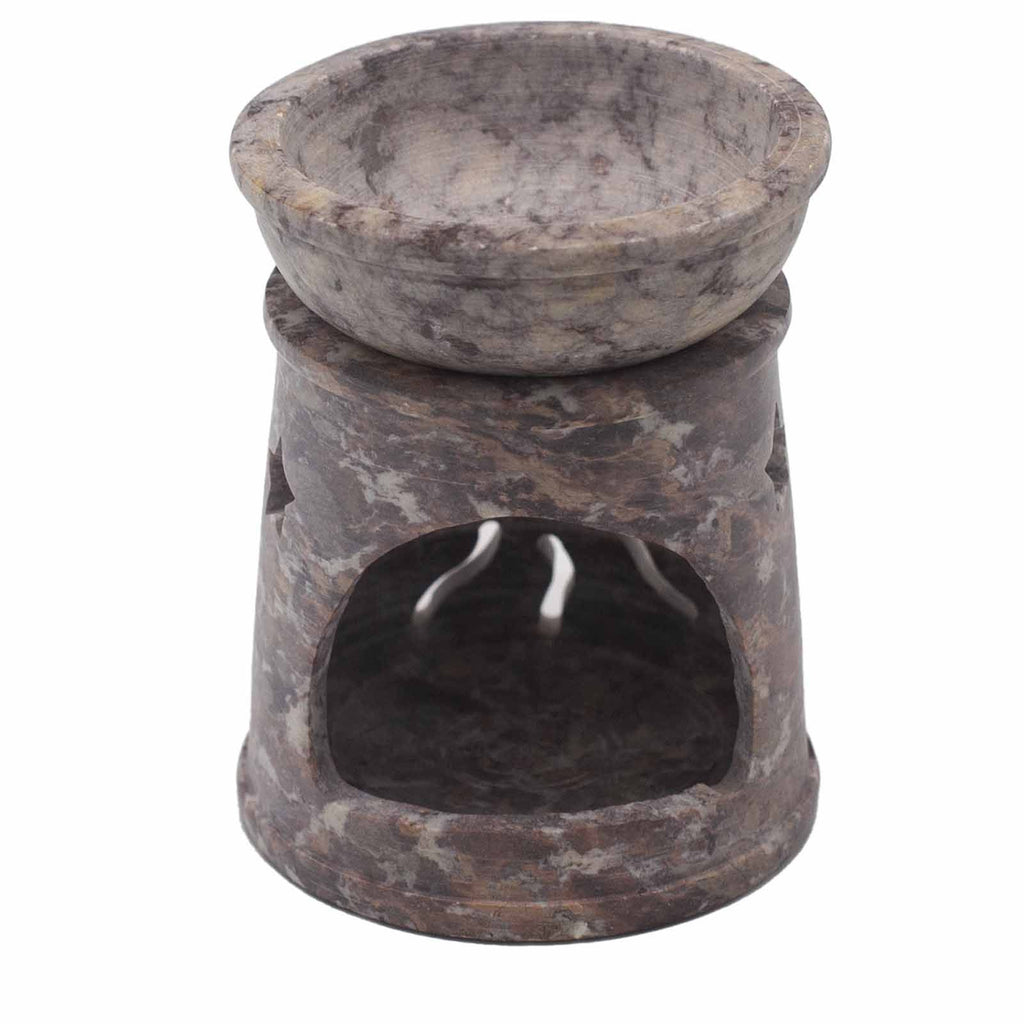 Small Soapstone Oil Burner 8cm with Celestial Sun and Stars Design