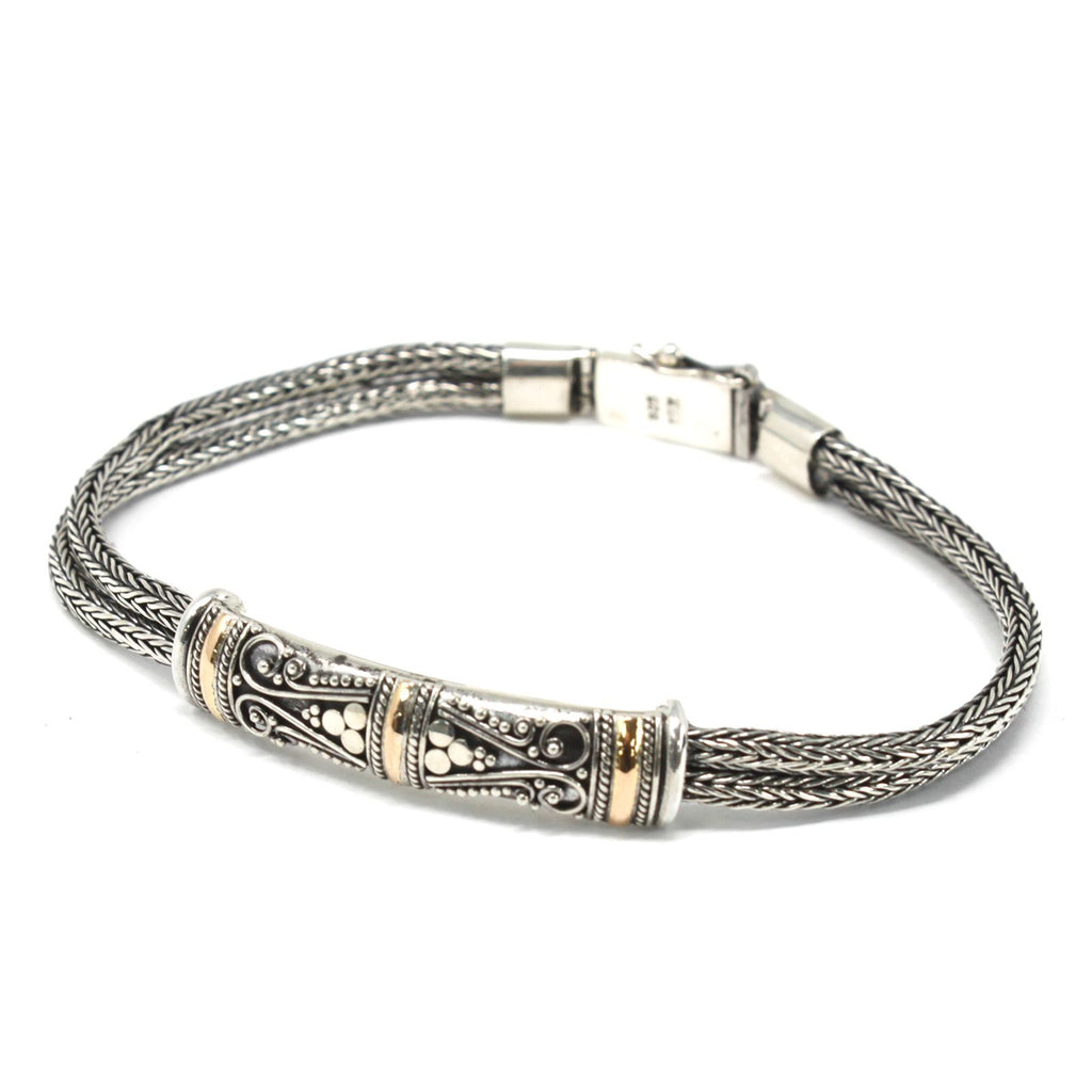 Stylish Silver and Gold Bracelet Unisex Twin Chain for Gifting