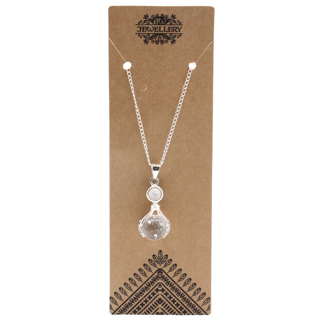 Gemstone Healing Hands Pendant with Rock Quartz Design