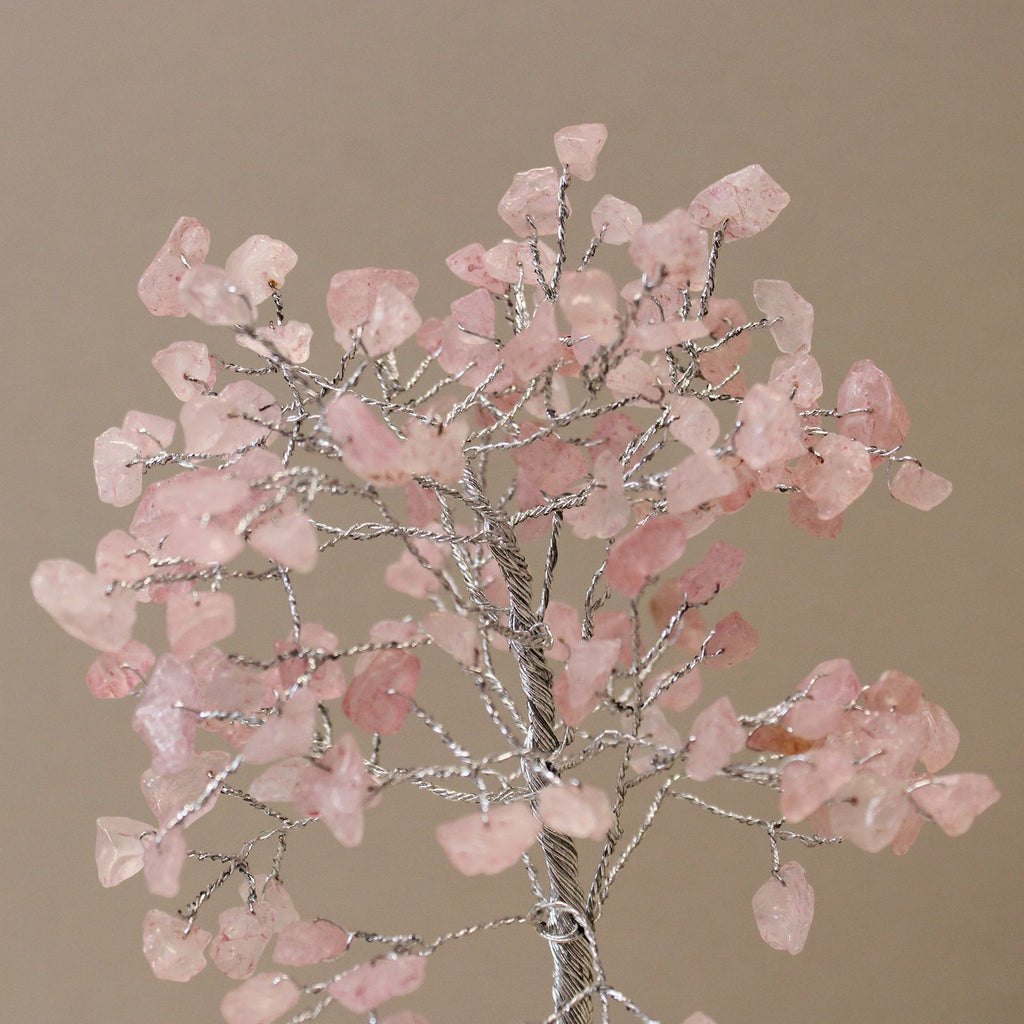 Rose Quartz Gemstone Tree with Orgonite Base 160 Stones Design