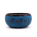 Earth Powder Singing Bowl with Blue Mantra Five Buddha Design