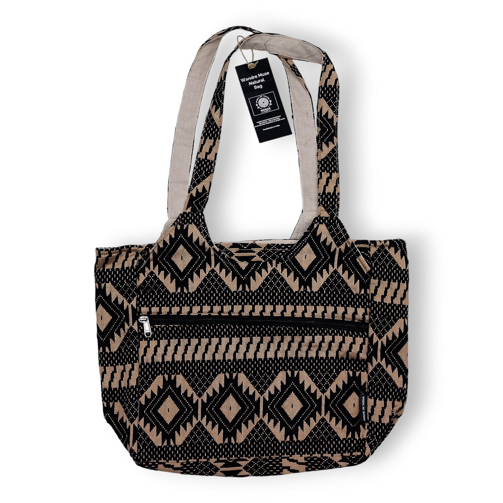 Nomad Sari Jacquard Natural Wander Muse Bag in Desert Loom Style