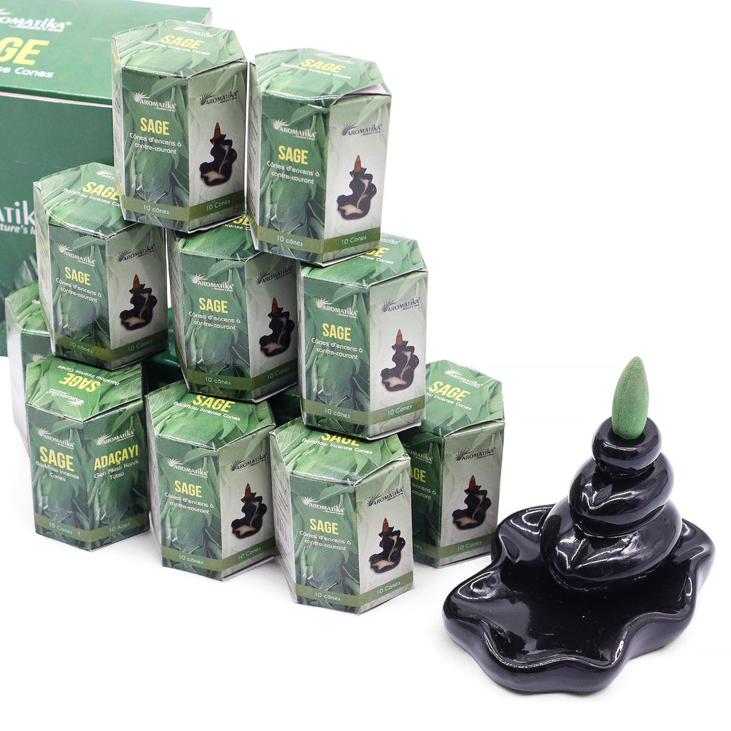 Pack of 10 Sage Masala Backflow Incense Cones for Relaxation