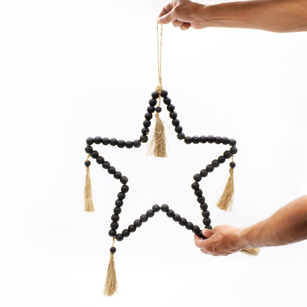 Large Bead Star Mobile 58x38cm for Natural Wall Art Decor