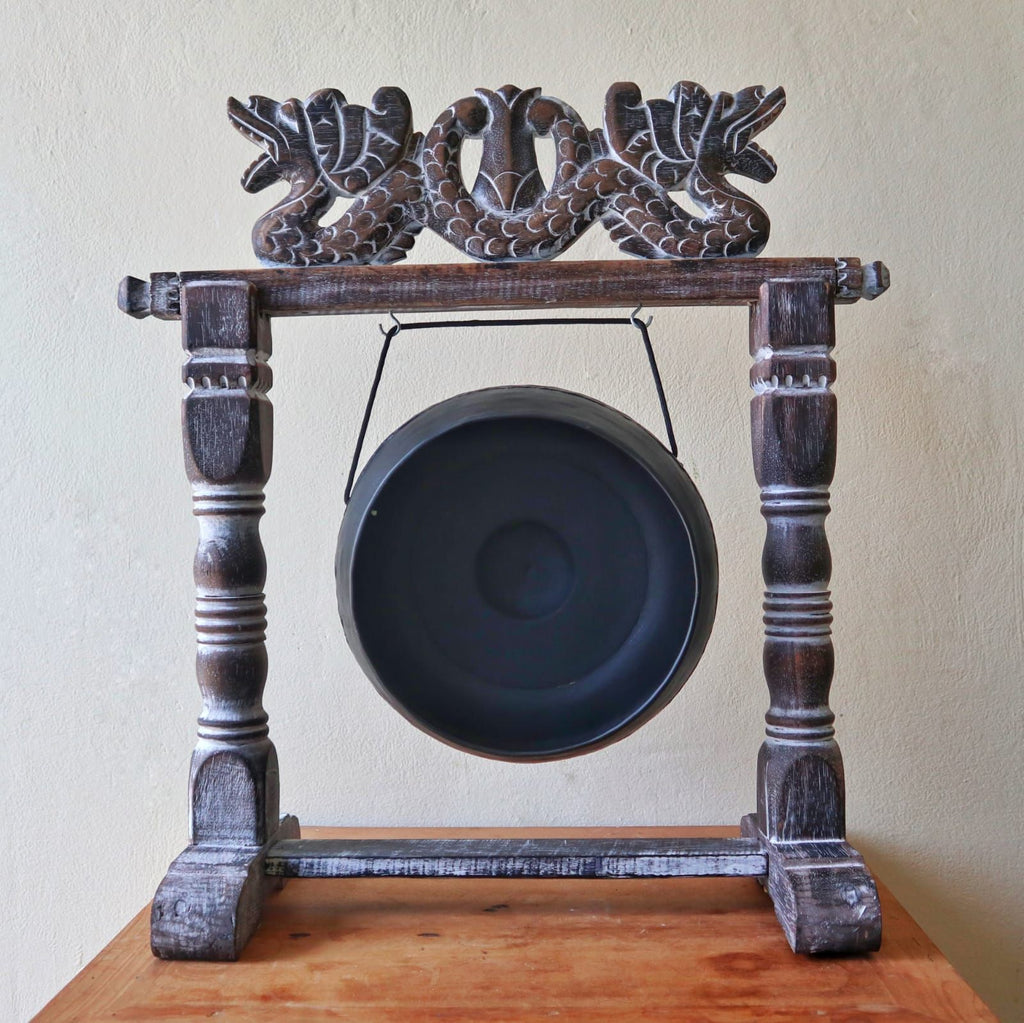 Small Black Healing Gong with Stand 25cm for Tranquil Spaces