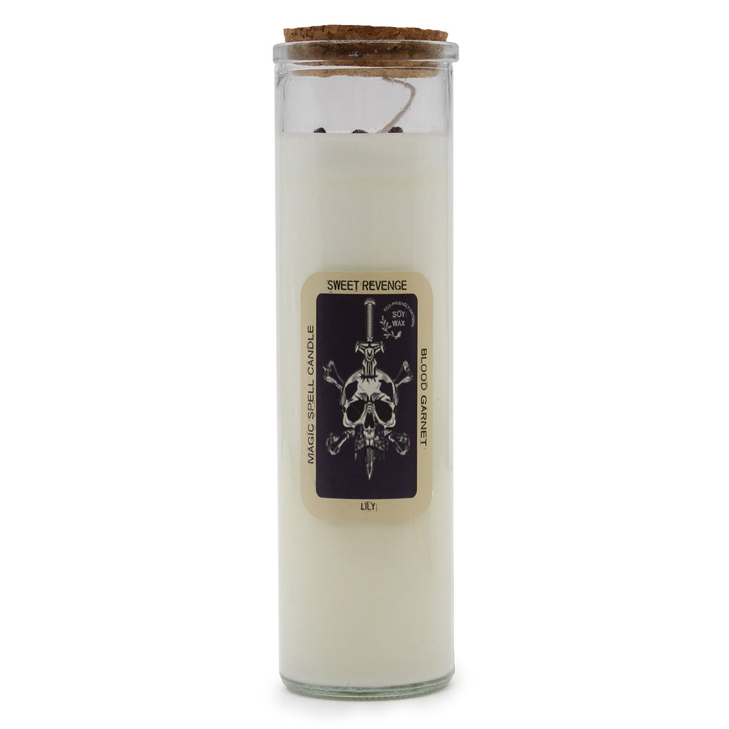 Magic Spell Candle Sweet Revenge with Blood Garnet and Lily Scent