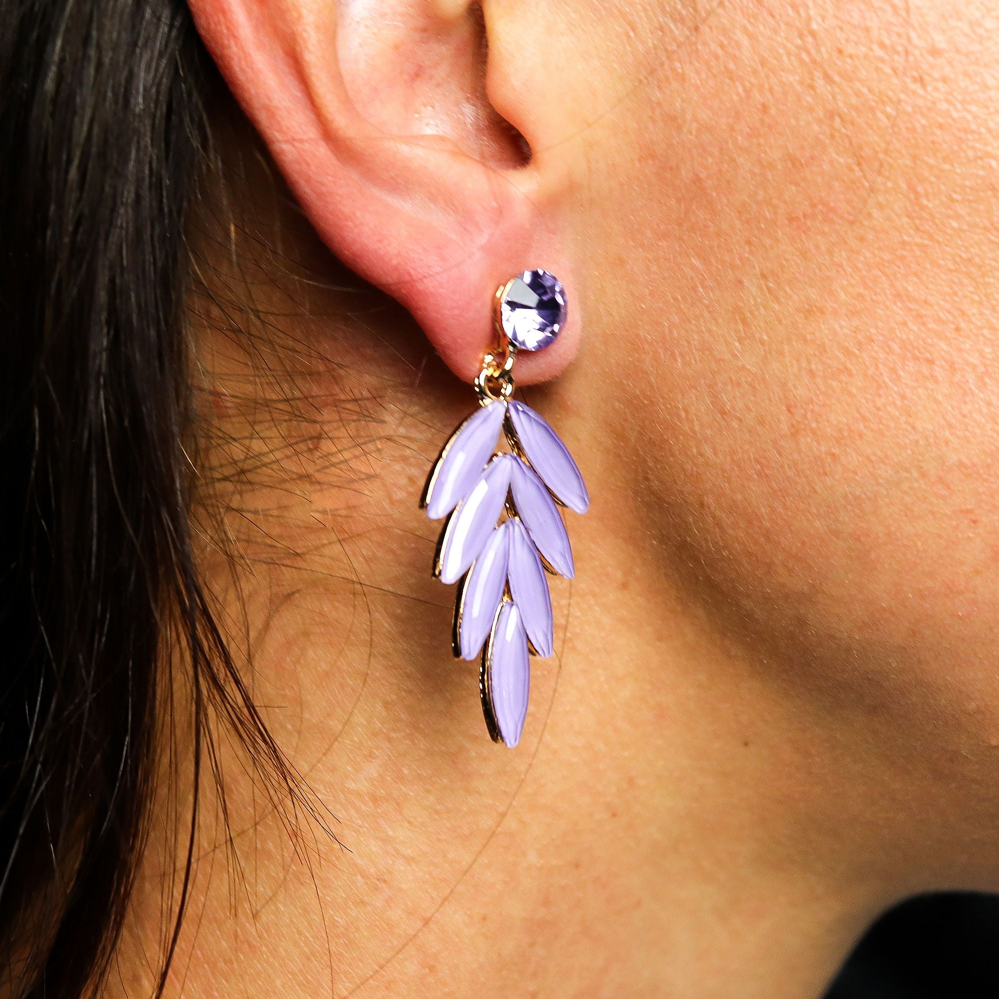 Lavender Vintage Glass Fairies Earrings for Enchanting Style