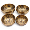 Pure Brass Etched Yogi Set of 4 Singing Bowls for Meditation