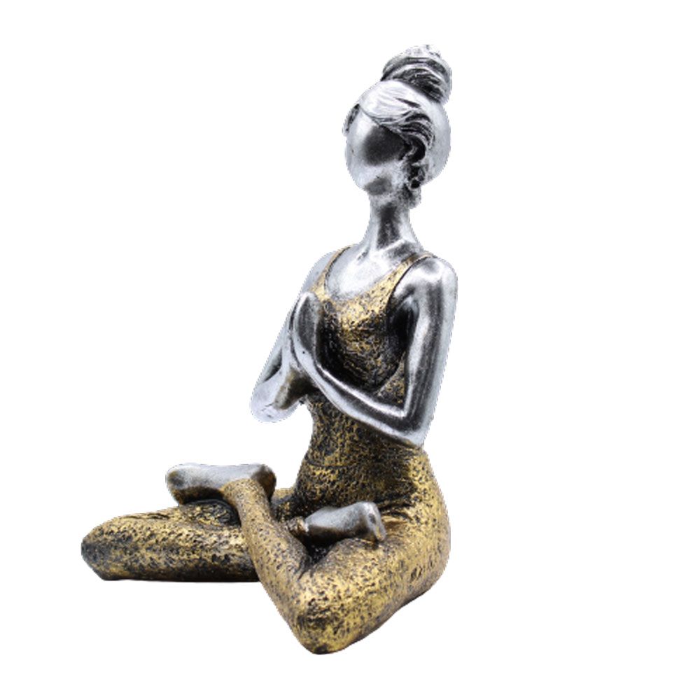 Yoga Lady Figure in Silver and Gold 24cm for Stylish Home Decor