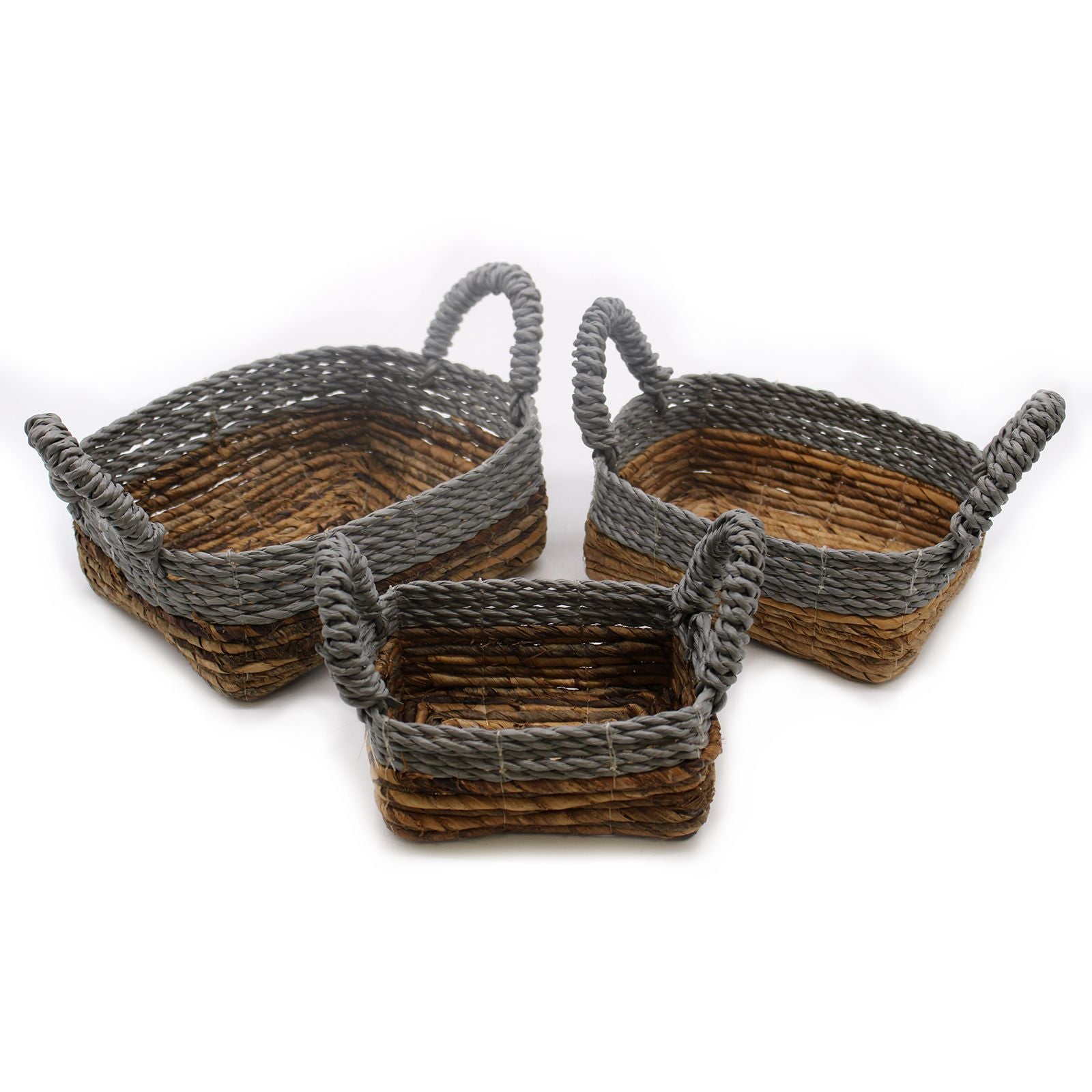Banana Leaf & Abu Abu Raffia Square Basket Set of 3 for Storage