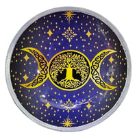 Triple Leg Enamelled Offering Plate - Purple Triple Moon