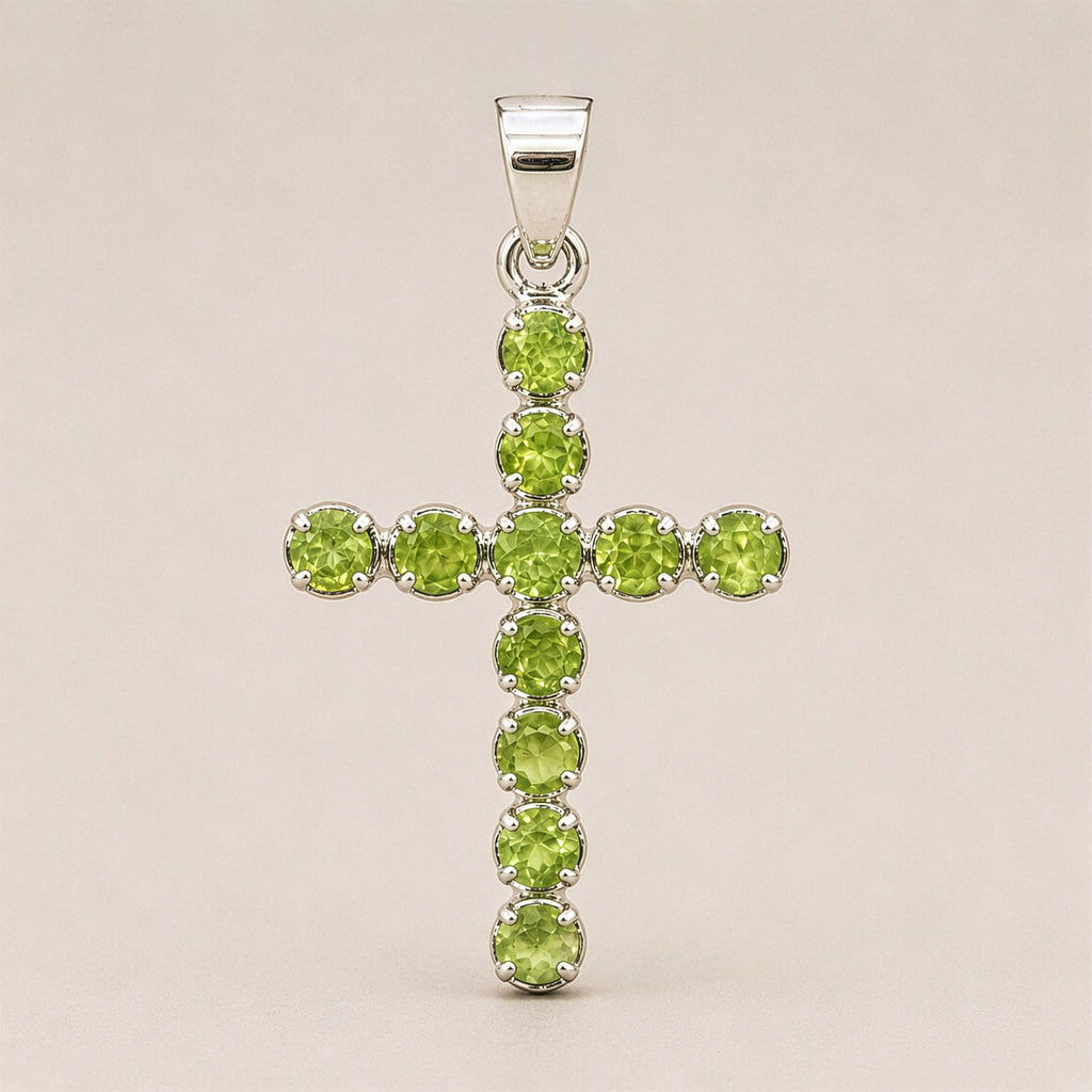 Indian Devotional Pendant with Silver Plated Chain and Peridot
