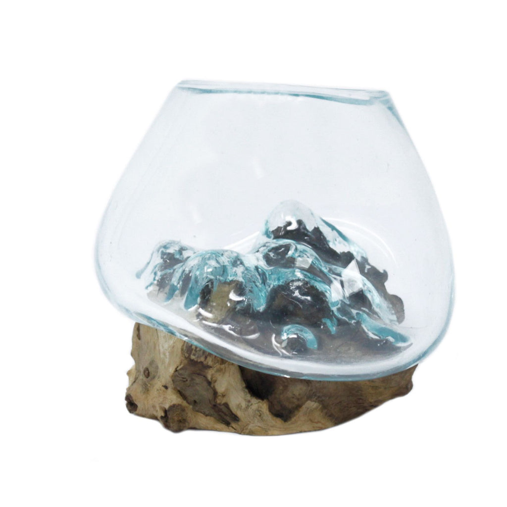 Molten Glass on Wood Small Bowl for Chic Home Decor Accents