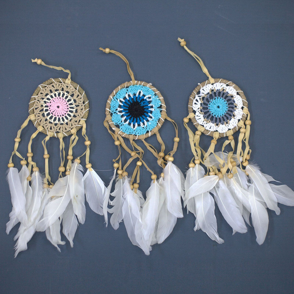 Pastel Blue Macramé Dream Catcher 9cm for Children's Rooms