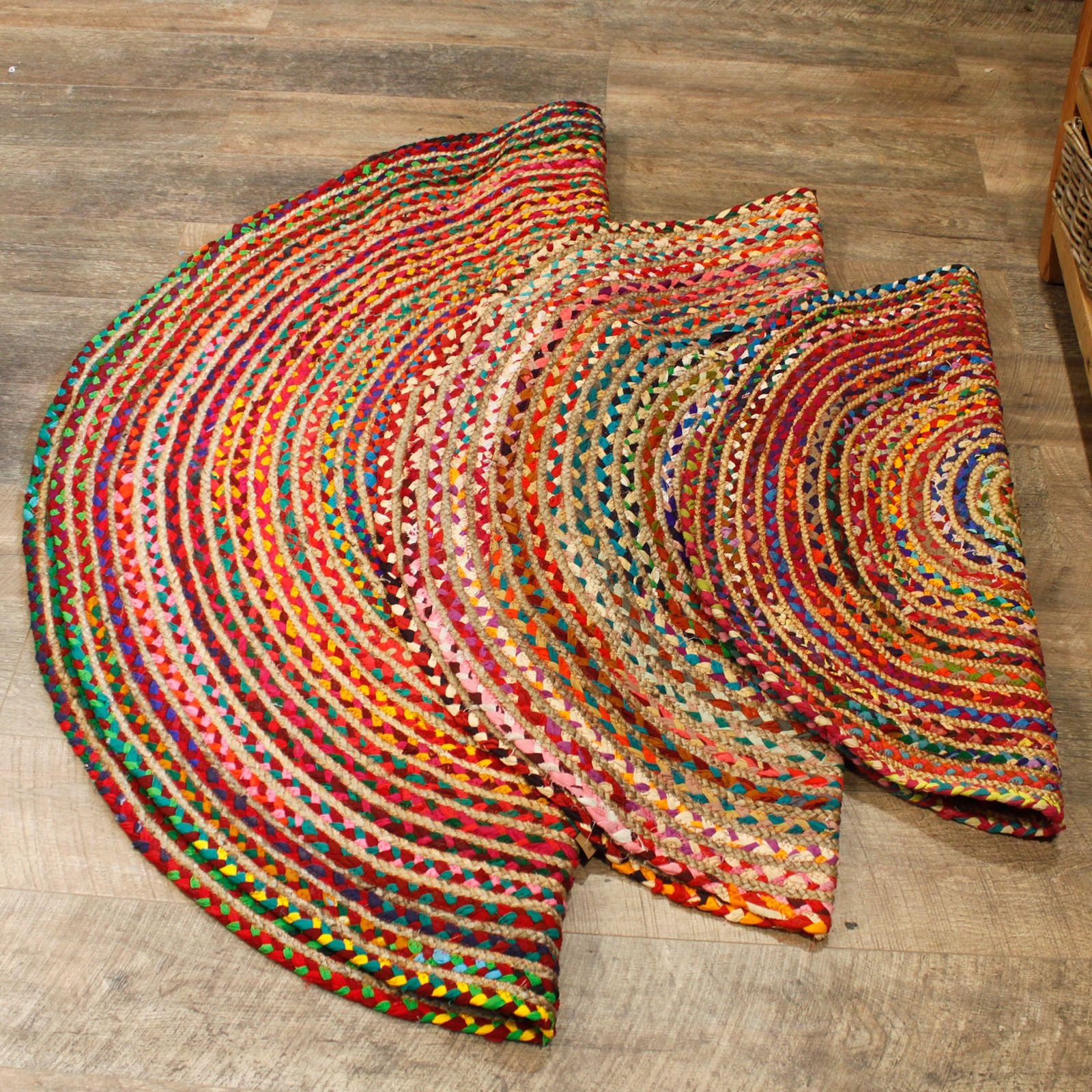 Round Jute and Recycled Cotton Rug 150 cm for Stylish Living Areas