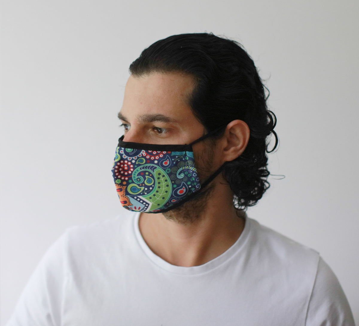 Reusable Poly-Cotton Face Mask with Filter Pocket – Funky Swirls (Adult)