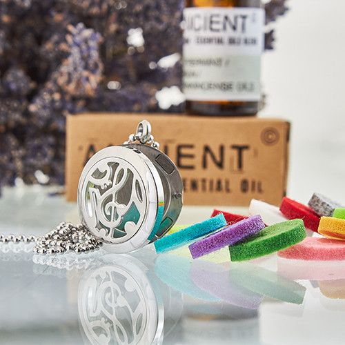 Aromatherapy Diffuser Necklace Music Notes Design 25mm Pendant