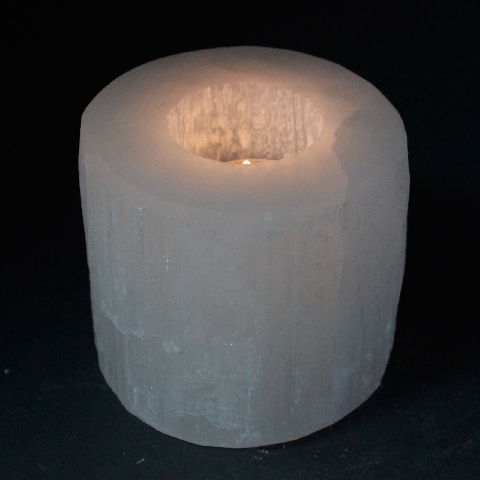 Selenite Cylinder Candle Holder 8 cm for Stunning Home Decor