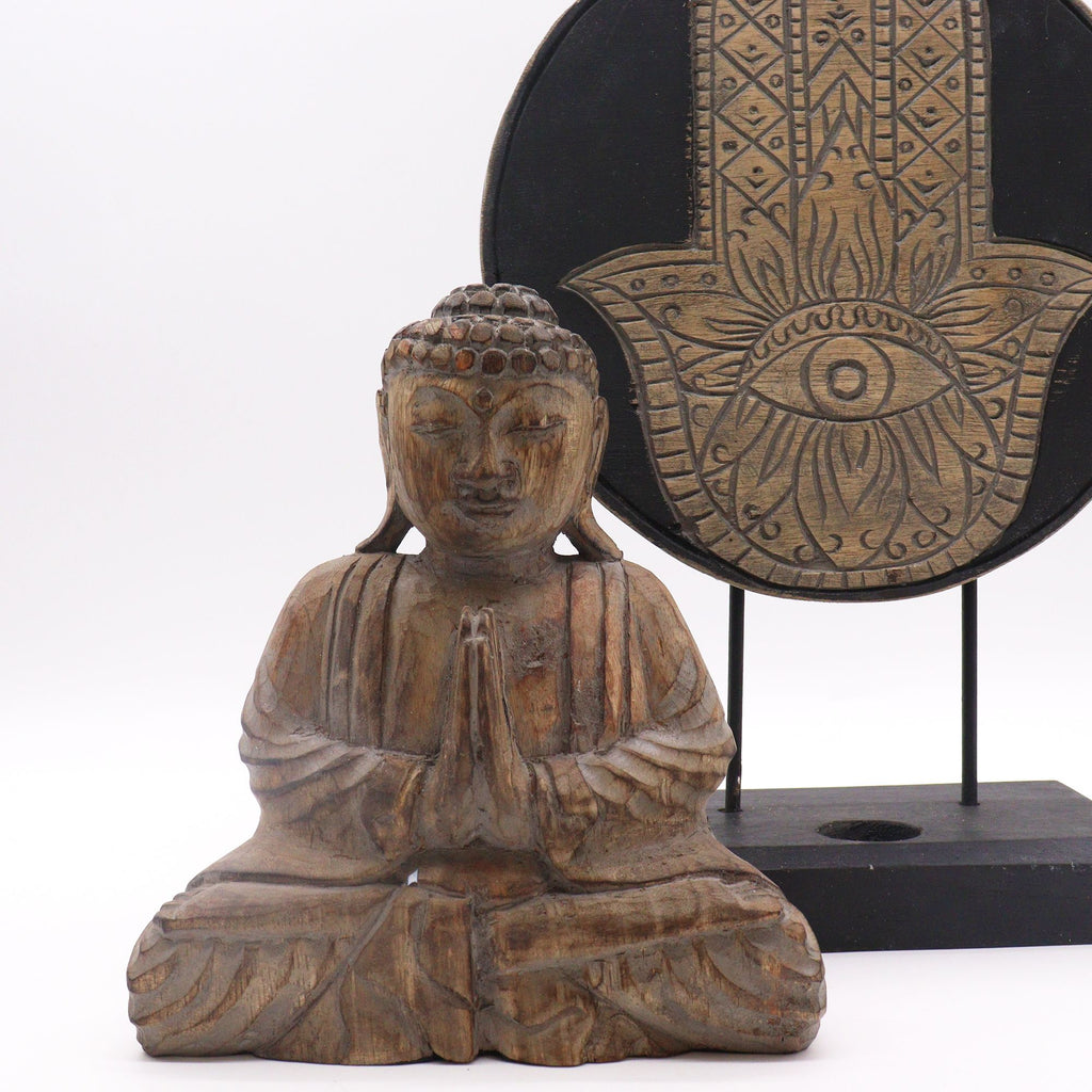 Buddha Feng Shui Set with Hamsa Design in Serene Grey Colour