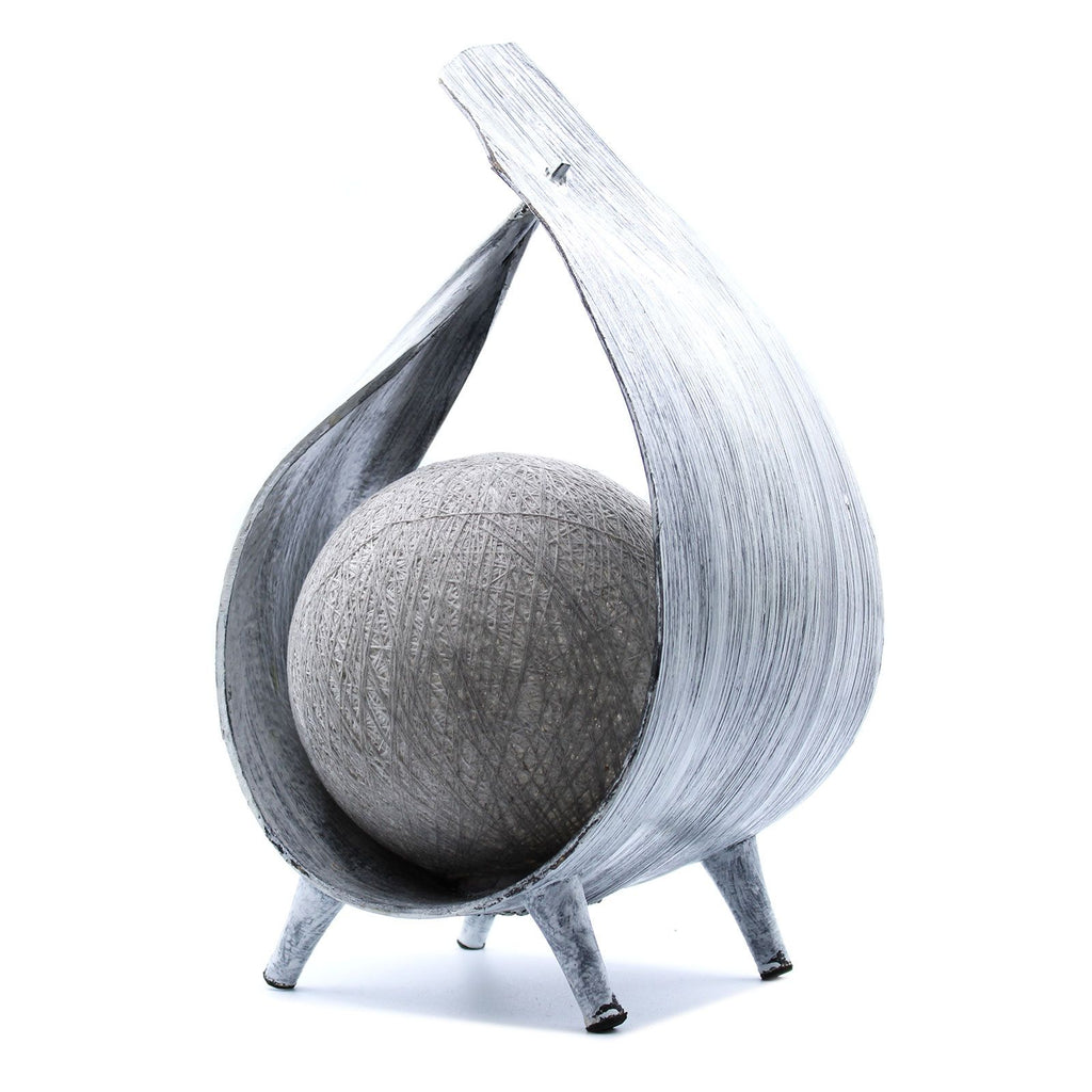 Natural Coconut Lamp with Greywash Wrapover for Unique Decor