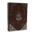 Hefty Red Tan Leather Book with Zinc Rose Decor and 200 Pages