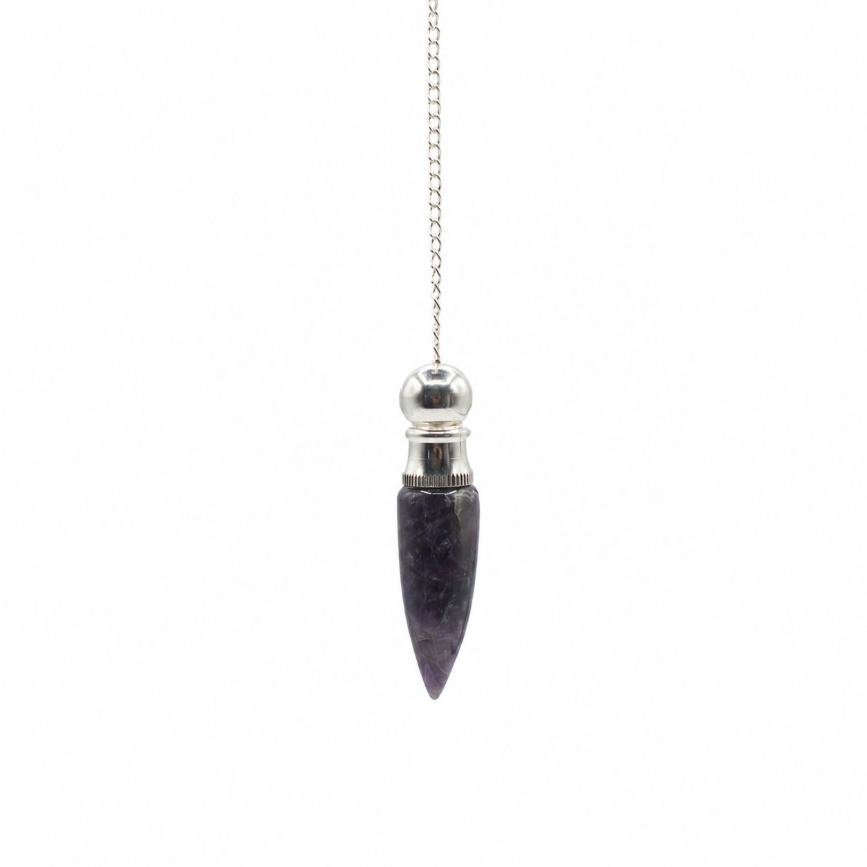 Secret Cavity Discovery of Truth Amethyst Pendulum with Silver Plating