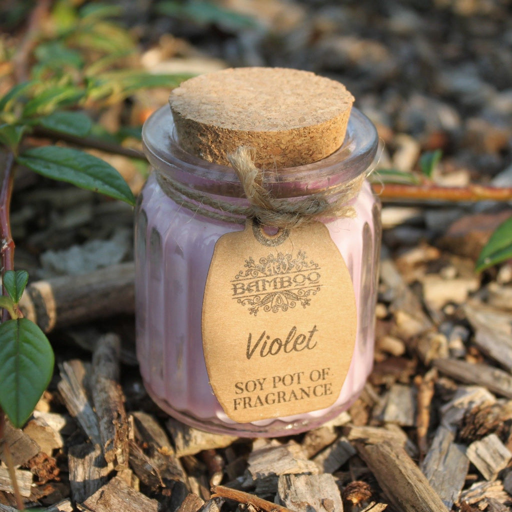 Violet Soy Pot of Fragrance Candles in Reusable Glass Jar